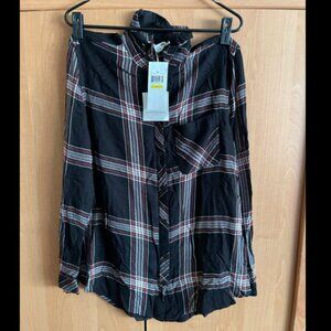 NWT BRAND NEW Beach Lunch Lounge Flannel Black/White/Red Shirt Size - MEDIUM